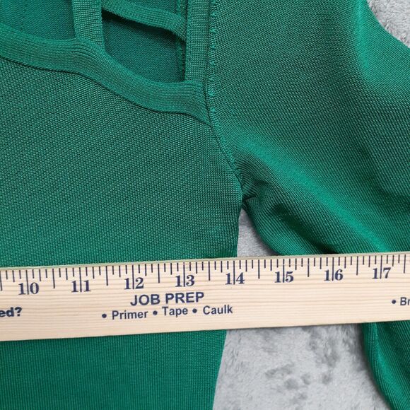 Bebe Green Caged Cutout Stretch Bandage Cocktail Mini Dress M NWT - Picture 5 of 9